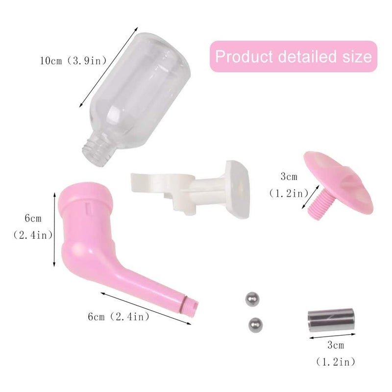 Andiker Dog Water Bottle for Crate, No-drip 350ml Dog Water Dispenser Adjustable and Detachable Installed on The Kennel Cage Water Bottle for Dogs and Puppy Drinking Water (Pink) - Image 2